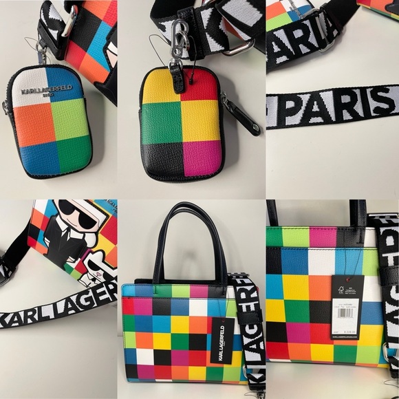 Karl Lagerfeld Paris Maybelle Satchel Multicolor Handle Crossbody Strap Bag (BN) - Picture 5 of 16